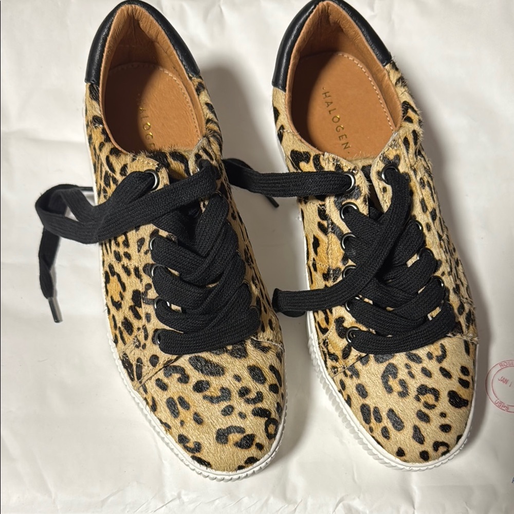 Halogen Animal Print Sneakers with Black Accents